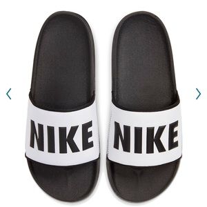 black and white marble nike slides